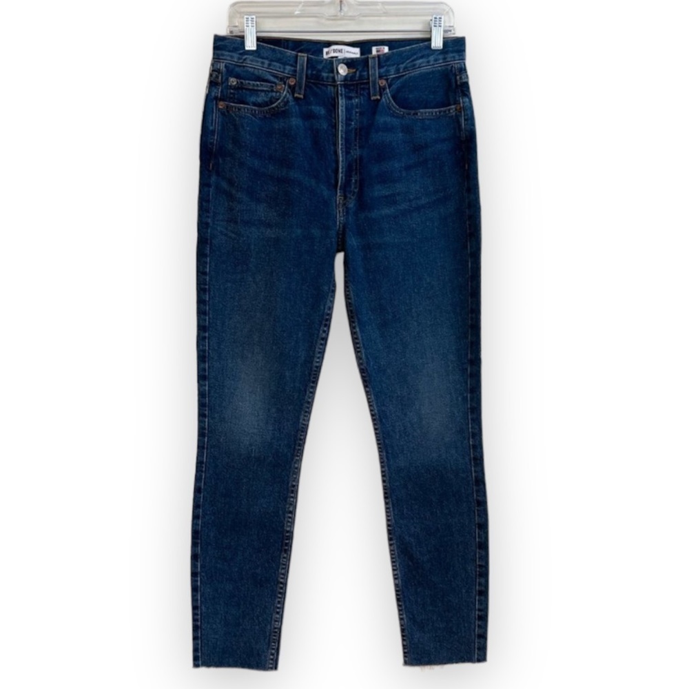 RE/DONE High Rise Skinny Classic Navy Designer Cropped Denim Jeans 29 NWT